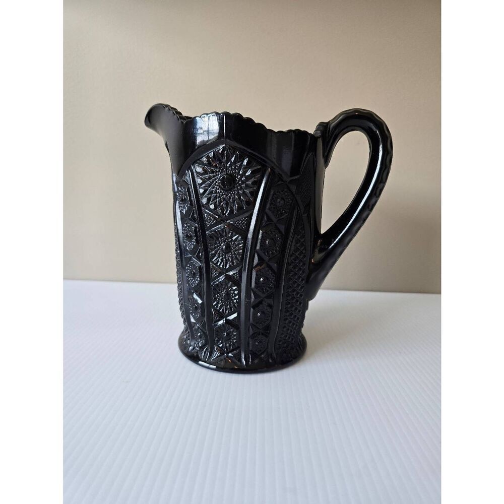 Tiara Indiana Glass Pitcher Black Vintage
